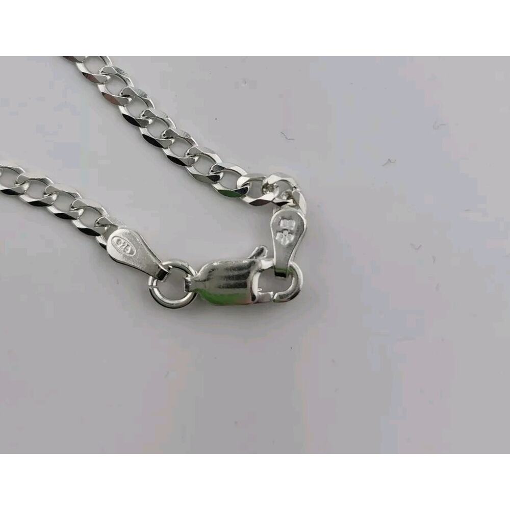 NWOT 3MM Sterling Silver Flat Diamond Cut Curb Chain Necklace 18" - Picture 4 of 5